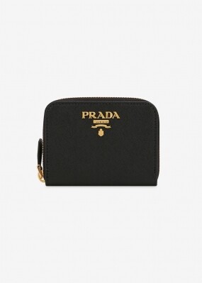 프라다 여성 사피아노 로고 지퍼 블랙 동전 지갑 1MM268 QWA F0002