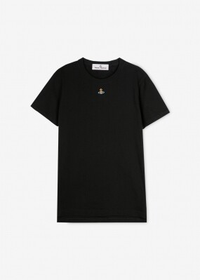 비비안웨스트우드 여성 ORB 로고 블랙 티셔츠 1G010002 J001M N401