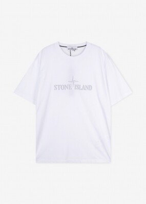 스톤아일랜드 남성 자수 로고 화이트 티셔츠 781521579 V0001