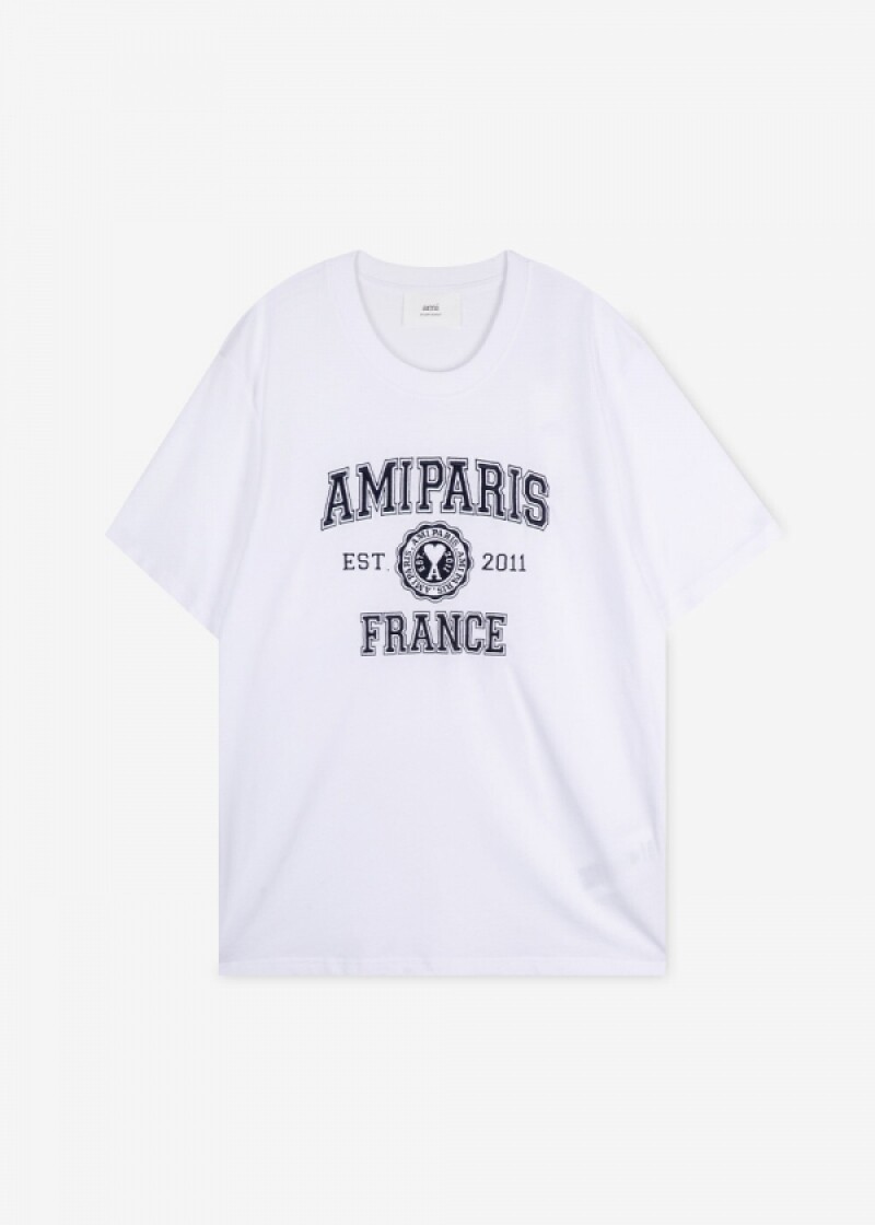 아미 남성 로고 프린팅 화이트 반팔티 HTS008 726 100