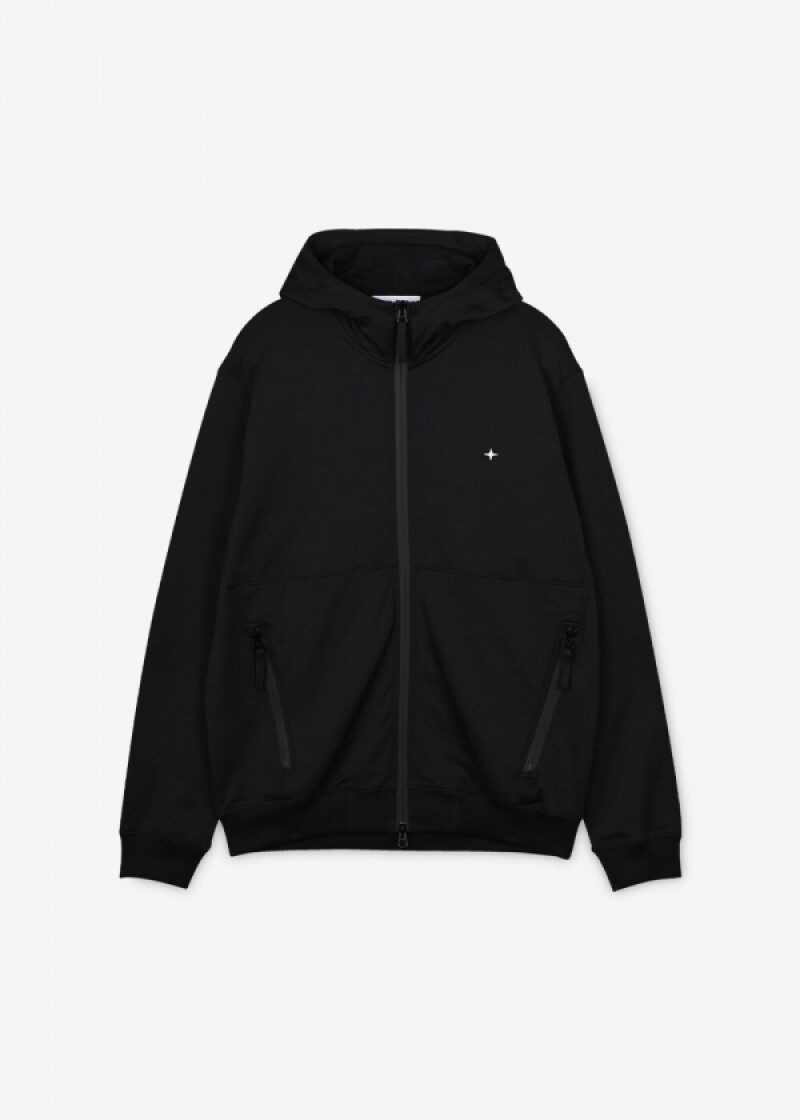 스톤아일랜드 남성 스텔리나 로고 블랙 후드집업 7815615G5 V0029