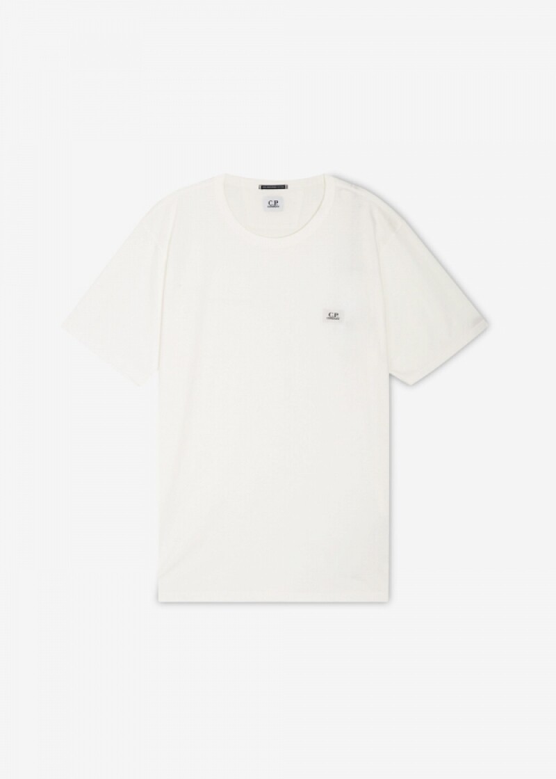 CP컴퍼니 남성 로고 패치 거즈 화이트 반팔티 18CMTS087A 006374G 103