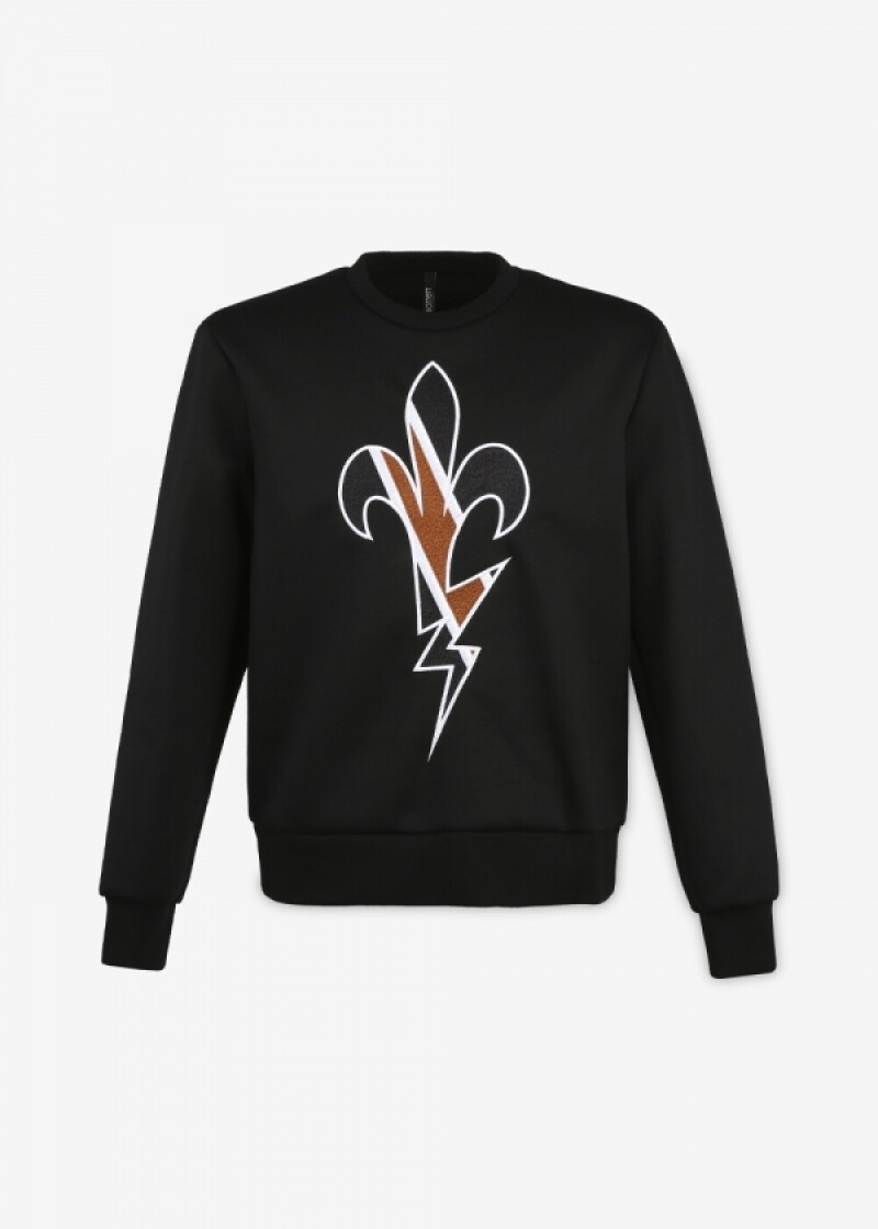 닐바렛 남성 썬더 자수 블랙 맨투맨 BJS214E E557C 01