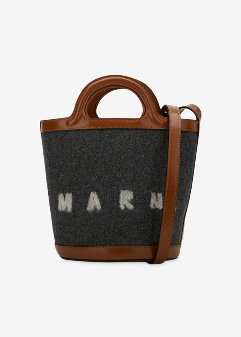 마르니 여성 로고 다크그레이/모카 버킷백 SCMP0056Q4 P4915 ZO253