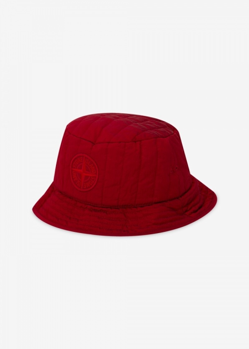 스톤아일랜드 남성 로고 퀼팅 레드 버킷햇 771599876 V0010