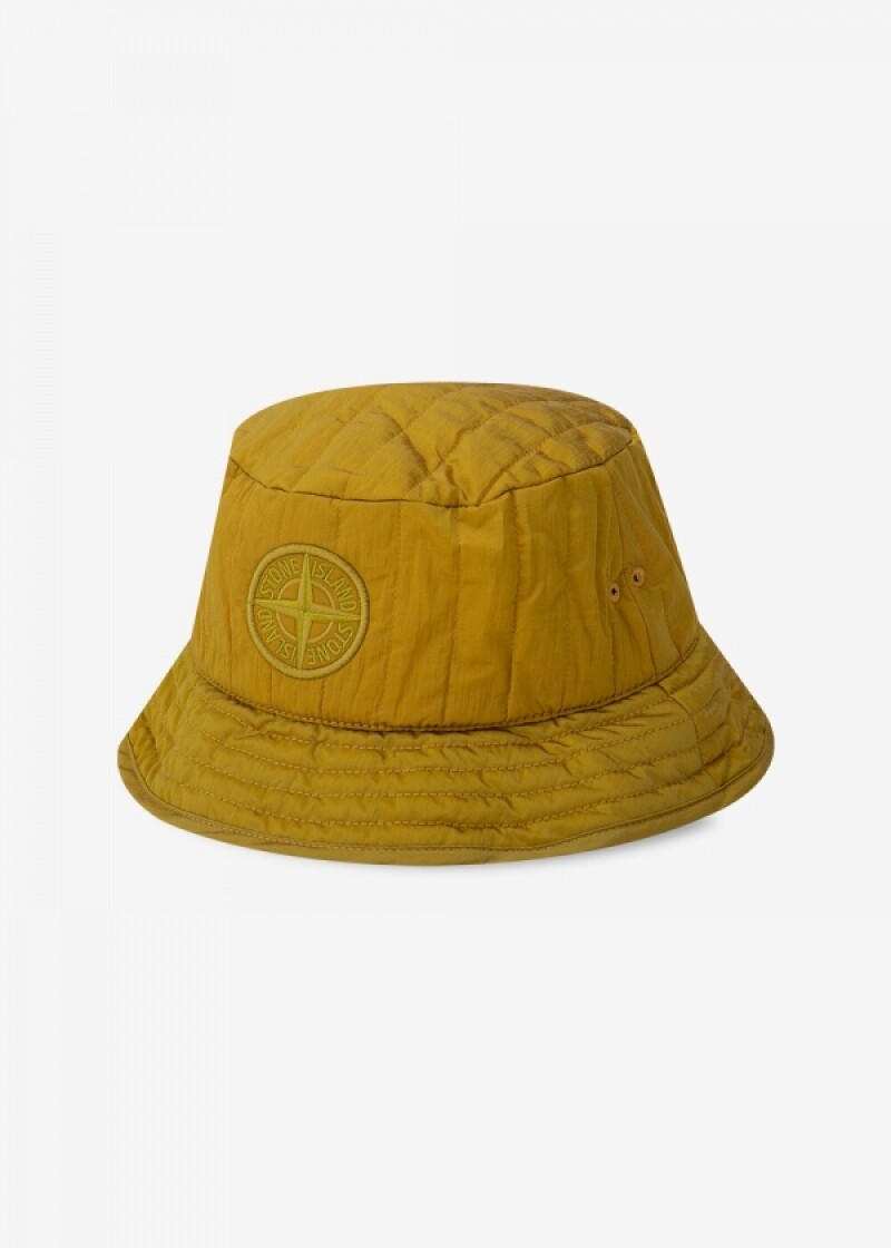 스톤아일랜드 남성 로고 퀼팅 옐로우 버킷햇 771599876 V0030