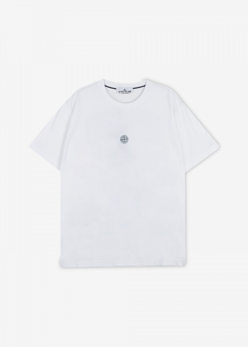 스톤아일랜드 남성 로고 프린팅 화이트 반팔티 78152NS86 V0001