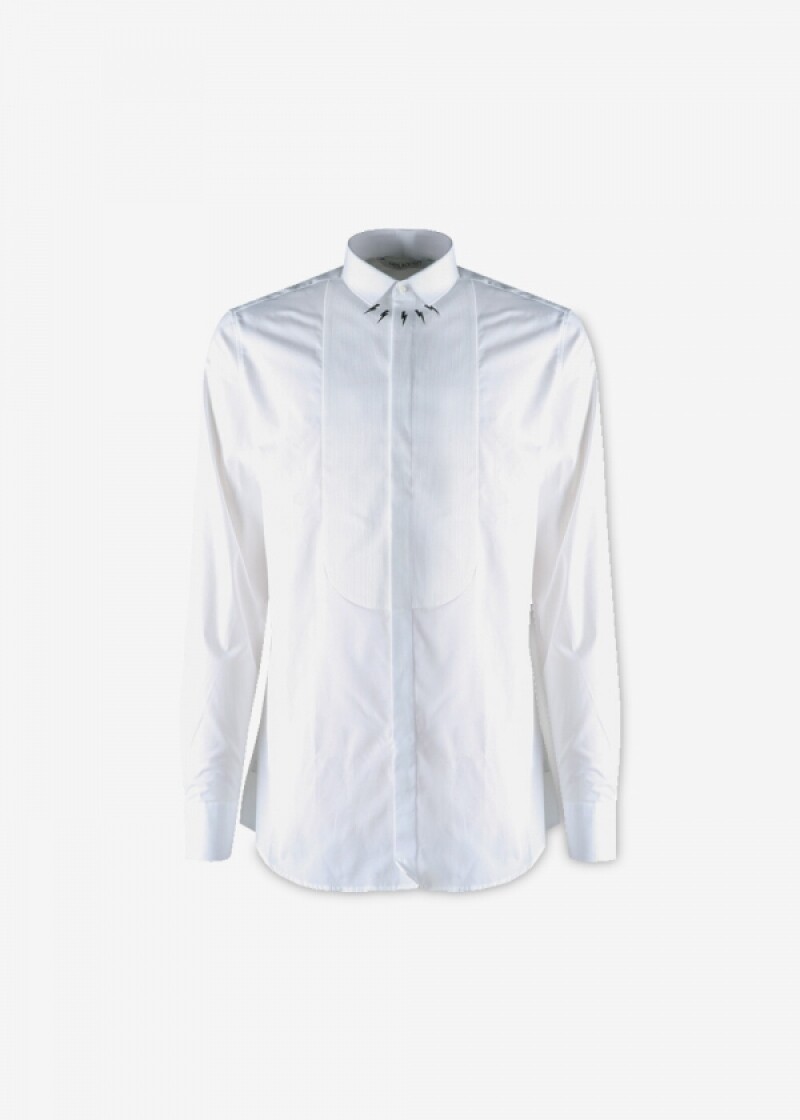 닐바렛 남성 썬더 프린트 화이트 셔츠 PBCM597C B047C 03