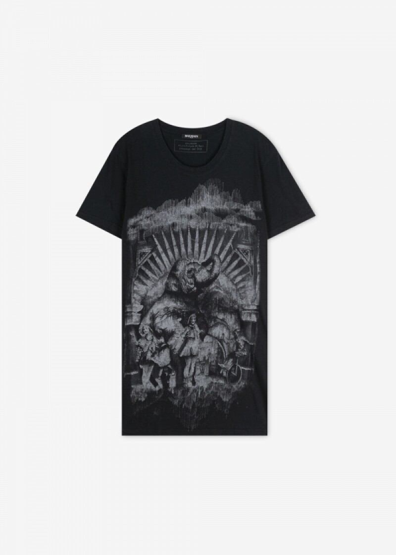 발망 남성 엘리펀트 프린트 블랙 반팔티 S3HJ601I107 ANT