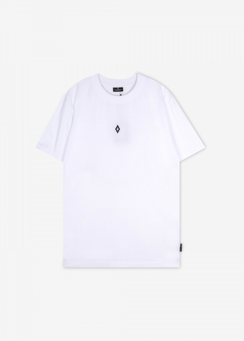 마르셀로불론 남성 시그니처 로고 화이트 반팔티 CMAA018F19001081 0188