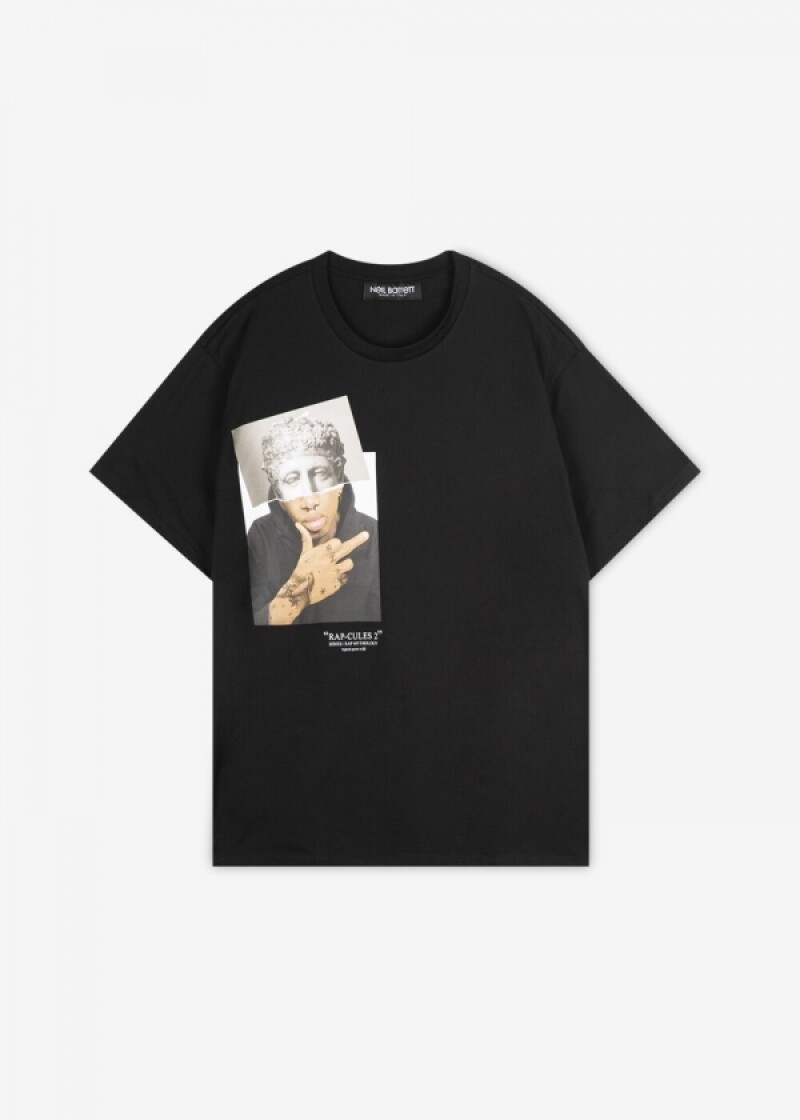 닐바렛 남성 랩 컬스 프린트 블랙 반팔티 PBJT688A N540S 1874