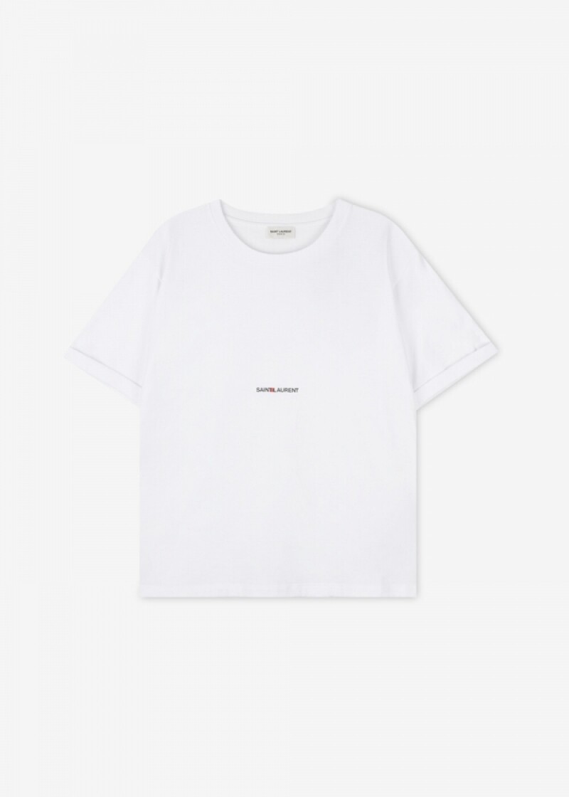 생로랑 여성 로고 프린팅 화이트 반팔티 460876 YB2DQ 9000