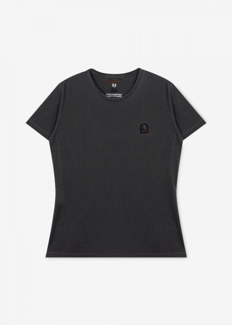 파라점퍼스 여성 로고 패치 블랙 반팔티 PWTEEBT32 541
