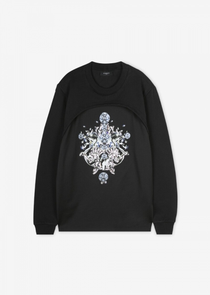 지방시 남성 주얼리 프린트 블랙 맨투맨 7315 651 001