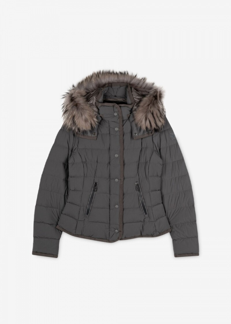 몬테꼬레 여성 퍼 후드 퀼팅 그레이 패딩 BX273C 152500 95