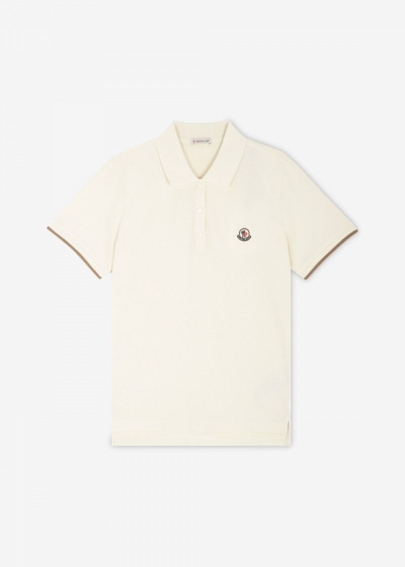 몽클레어 여성 로고 패치 화이트 카라티 8A00001 84720 034