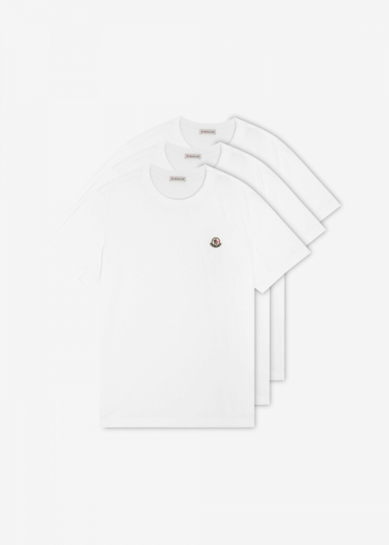 몽클레어 남성 로고 패치 화이트 반팔티 3팩 8C00026 829H8 001