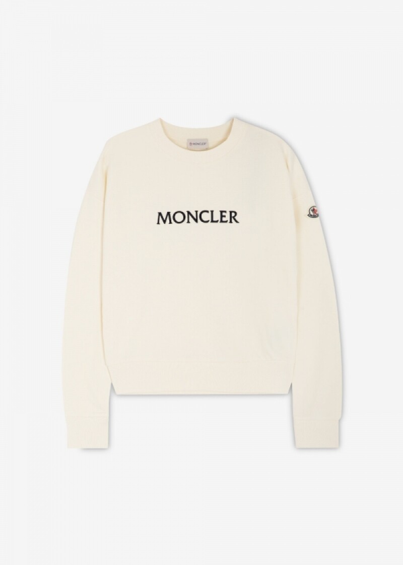 몽클레어 여성 로고 패치 화이트 아이보리 맨투맨 8G00016 89A1K 037