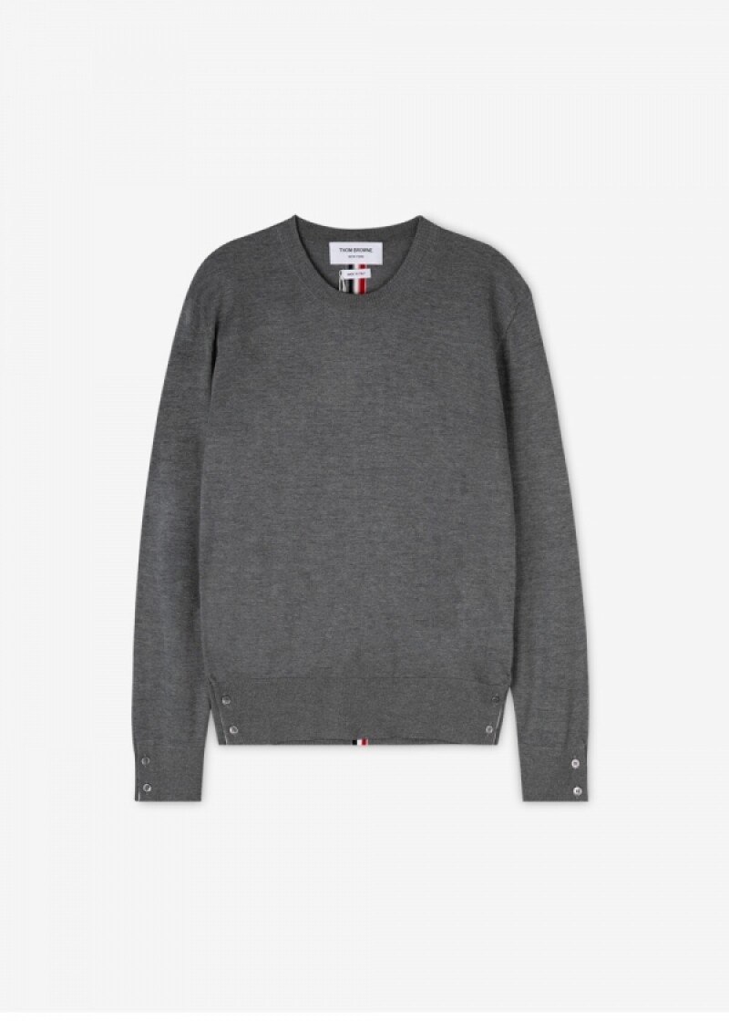 톰브라운 남성 삼선 백로고 울 그레이 니트 MKA279A 00014 035