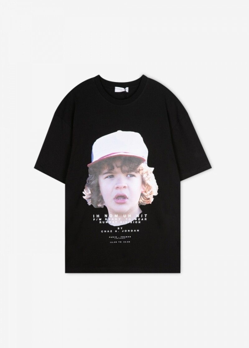 이놈어닛 남성 프린트 블랙 반팔티 NUW20237 009