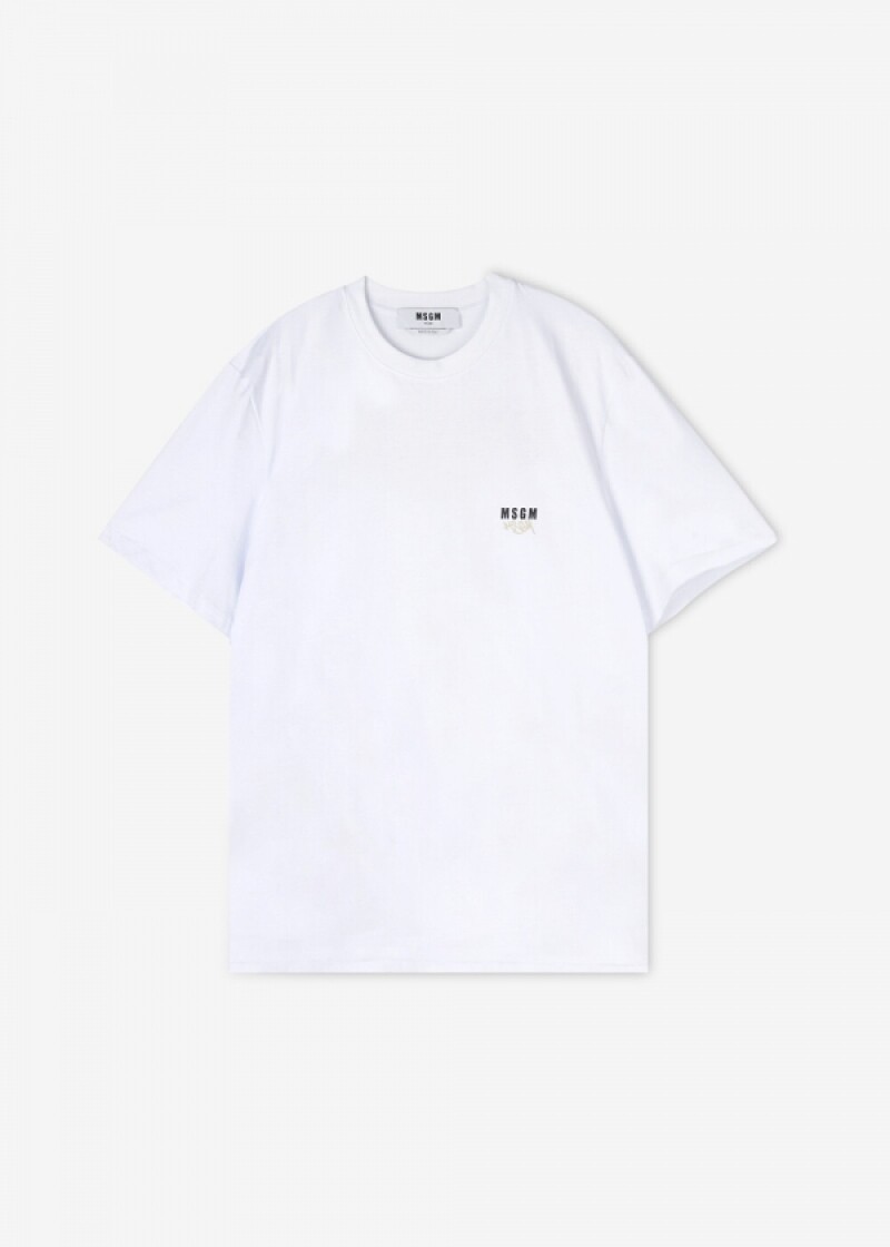 MSGM 남성 크루넥 화이트 반팔티 3040MM163 217098 01