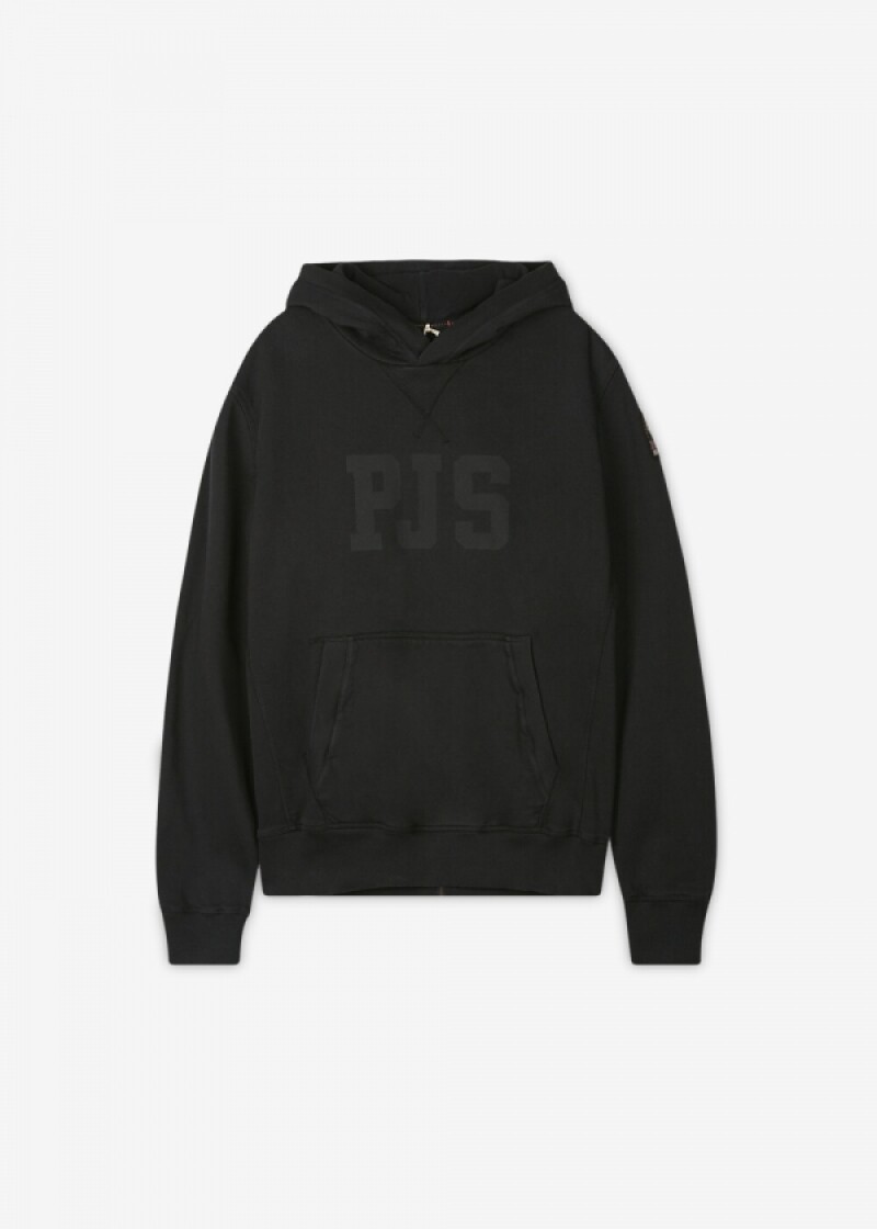 파라점퍼스 남성 로고 패치 블랙 후드티 PMFLECF10 541