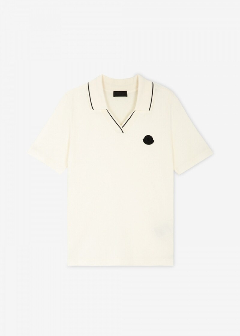 몽클레어 여성 로고 패치 화이트 카라티 8A00004 899TW 034