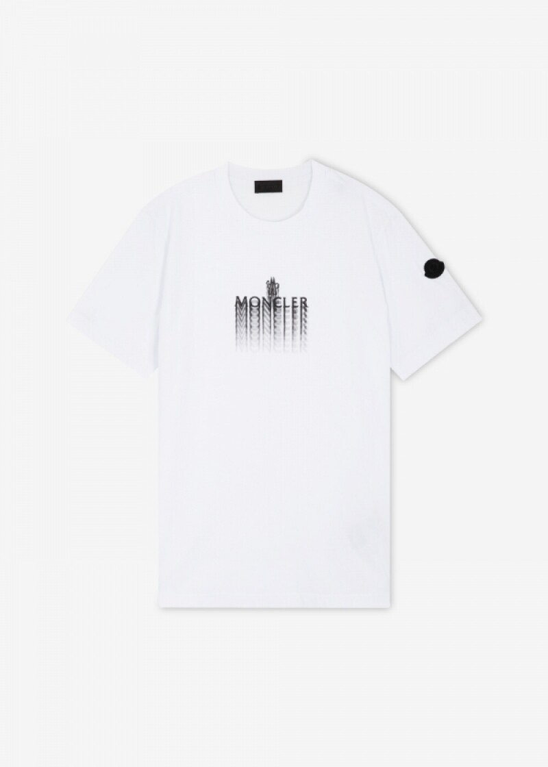 몽클레어 남성 그라디언트 로고 패치 화이트 반팔티 8C00029 89A17 001