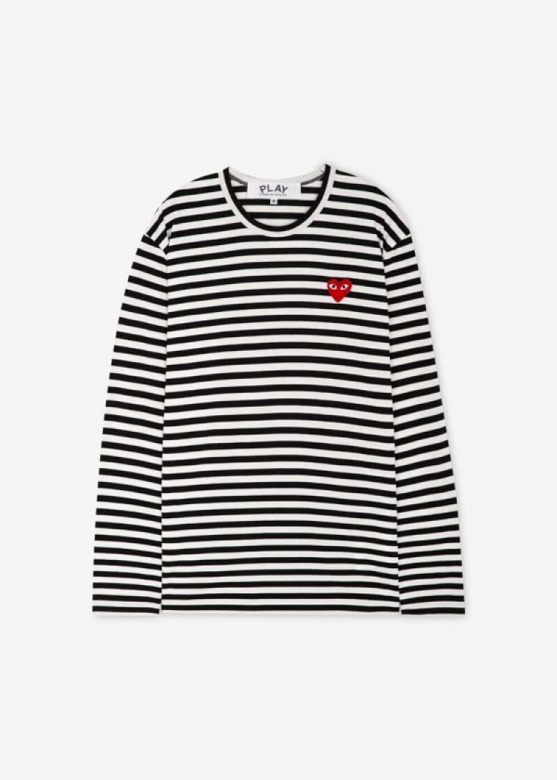 꼼데가르송 공용 하트 와펜 블랙 긴팔티 AX T164 051 1