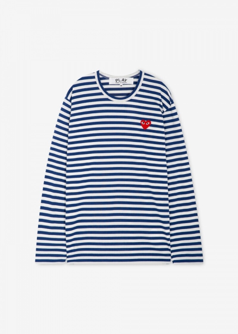 꼼데가르송 공용 하트 와펜 블루 긴팔티 AX T164 051 2