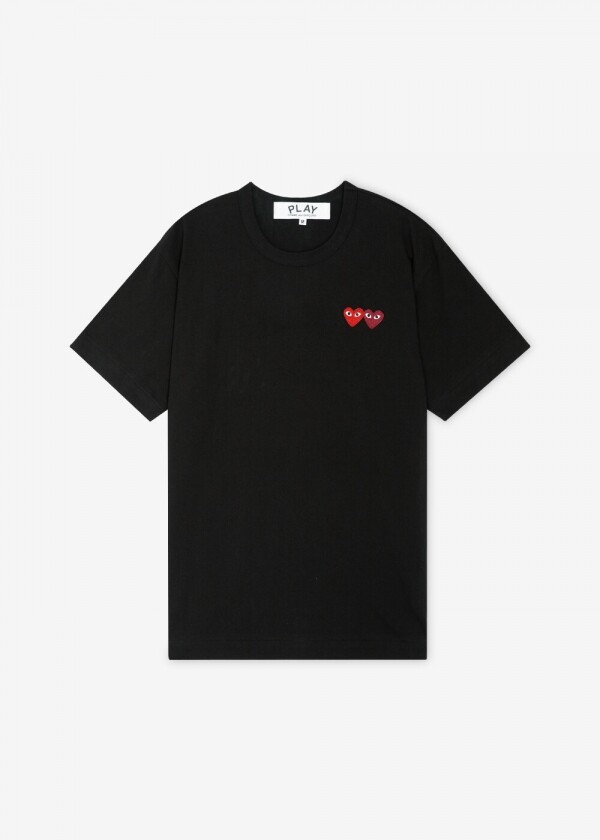 꼬르소밀라노,꼼데가르송 공용 더블하트 와펜 블랙 반팔티 AX T226 051 1