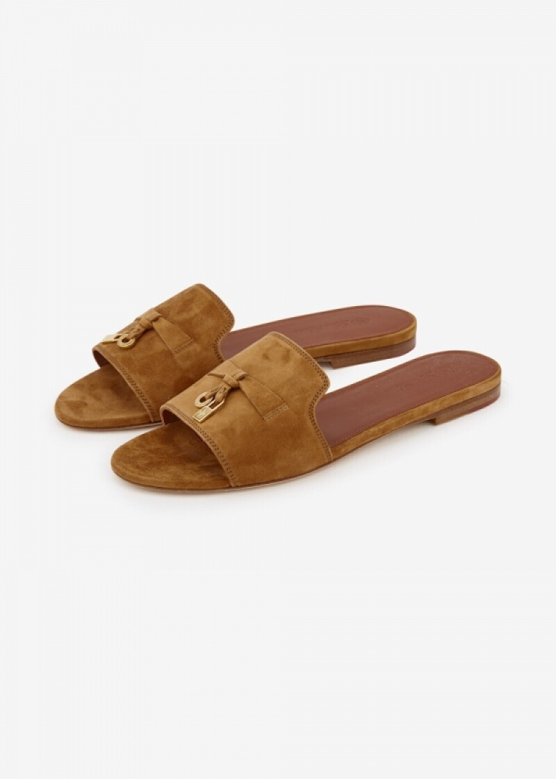 로로피아나 여성 썸머 참스 브라운 샌들 FAI5580 E449