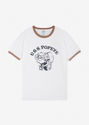 스크래치_와일드 동키 남성 뽀빠이 워시드화이트/네이비 반팔티 T-POPEYE LIGHT WASHED WHITE/NAVY(183736)