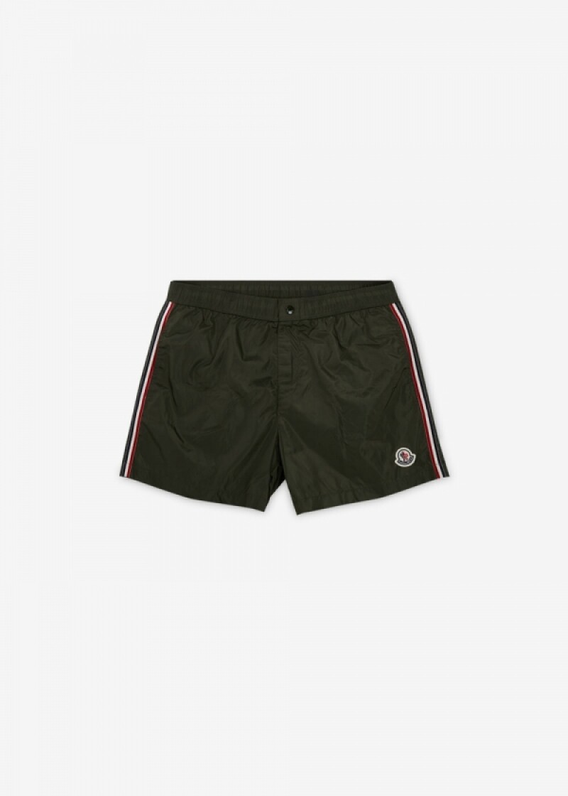 몽클레어 남성 로고 패치 카키 스윔팬츠 2C00018 53326 833