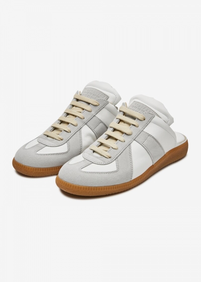 메종마르지엘라 여성 독일군 레플리카 컷아웃 화이트 뮬 스니커즈 S58WS0107 P1895 T1016