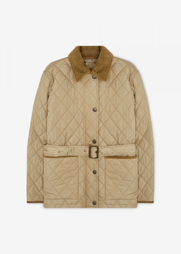 꼬르소밀라노,버버리 여성 칠턴 벨티드 베이지 퀼팅자켓 8110376