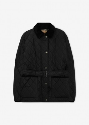 버버리 여성 칠턴 벨티드 블랙 퀼팅자켓 8110378
