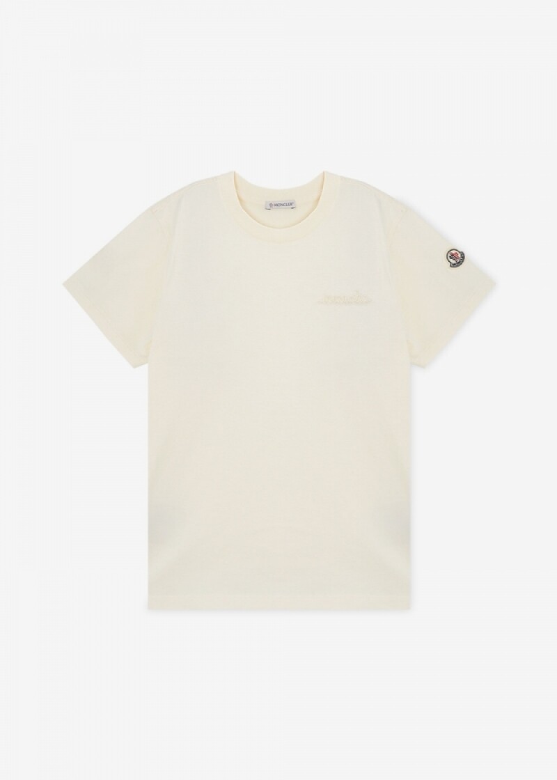 몽클레어 남성 로고 패치 화이트 반팔티 8C00013 89AIJ 034