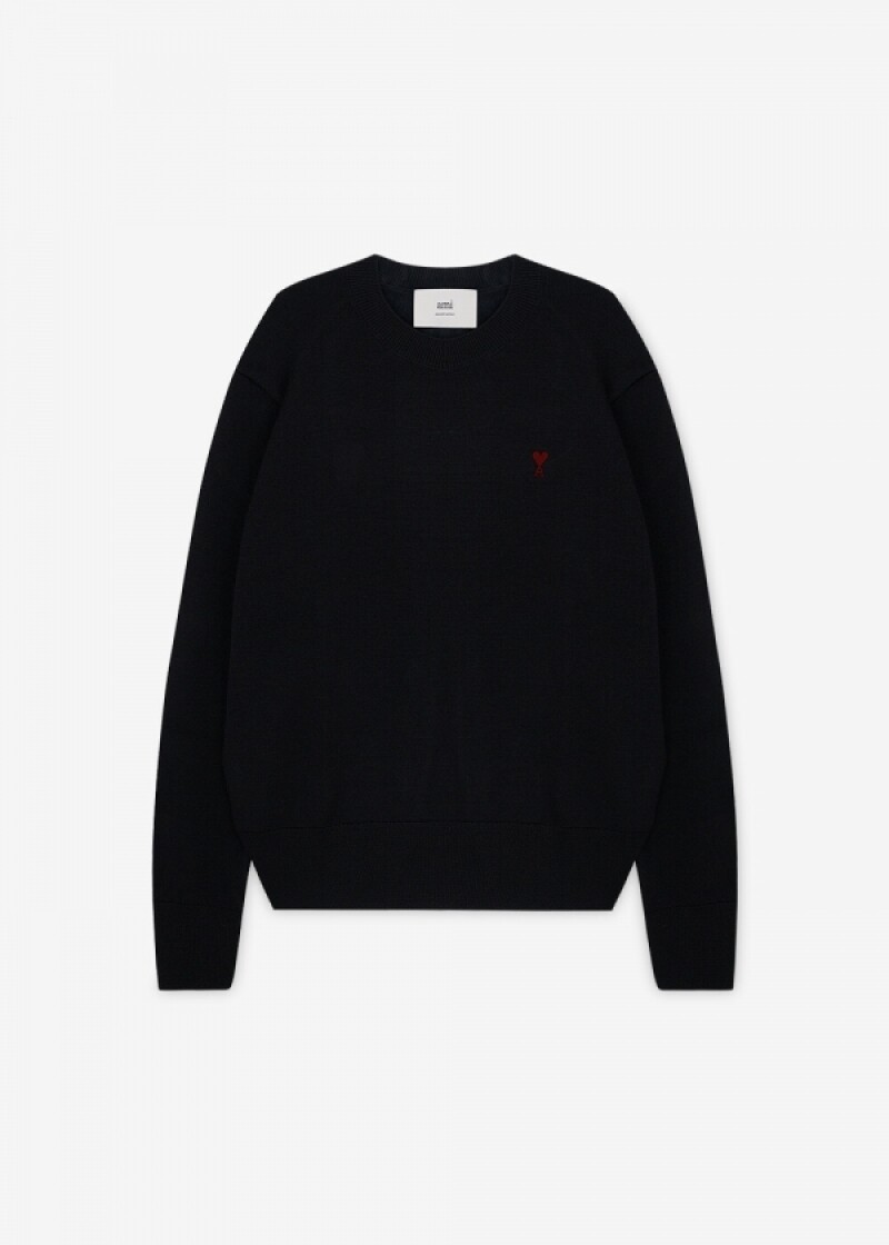 아미 남성 하트 로고 블랙 니트 HKS826 001 009