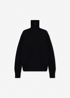 아미 남성 하트 로고 블랙 터틀넥 니트 HKS827 001 009