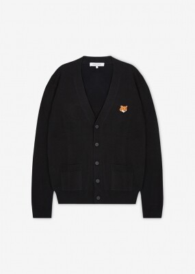 메종키츠네 남성 폭스 헤드 블랙 가디건 PM00501KT1181 BK