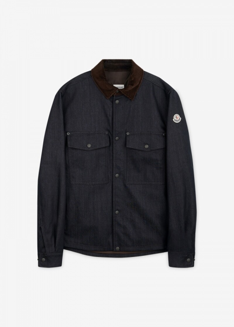 몽클레어 남성 로고 패치 다크 블루 자켓 2F00024 598X1 76C