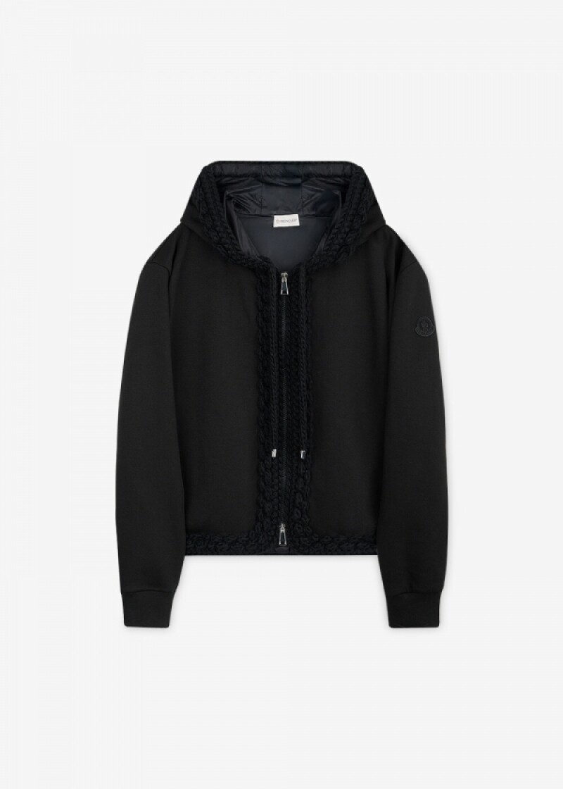 몽클레어 여성 로고 패치 블랙 후드집업 8G00026 899RB 999