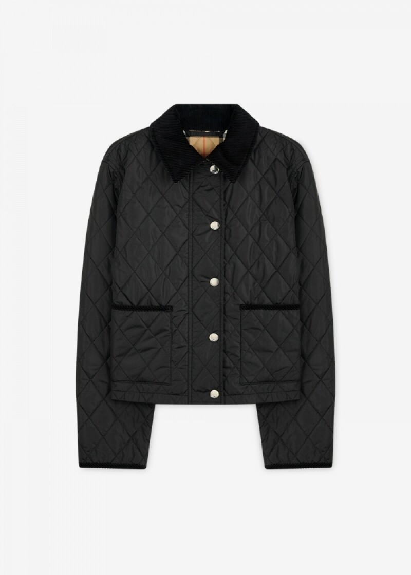 버버리 여성 올드햄 블랙 퀼팅자켓 8107465