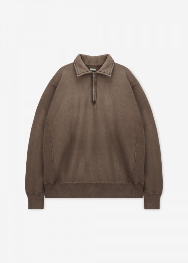 아프레쎄 남성 빈티지 하프 집업 브라운 맨투맨 26SAP-05-12 BROWN