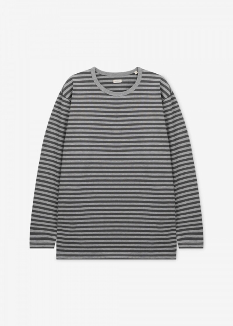 나나미카 남성 스트라이프 믹스 그레이/그레이 긴팔티 S25SH119E MIXGRAYXGRAY
