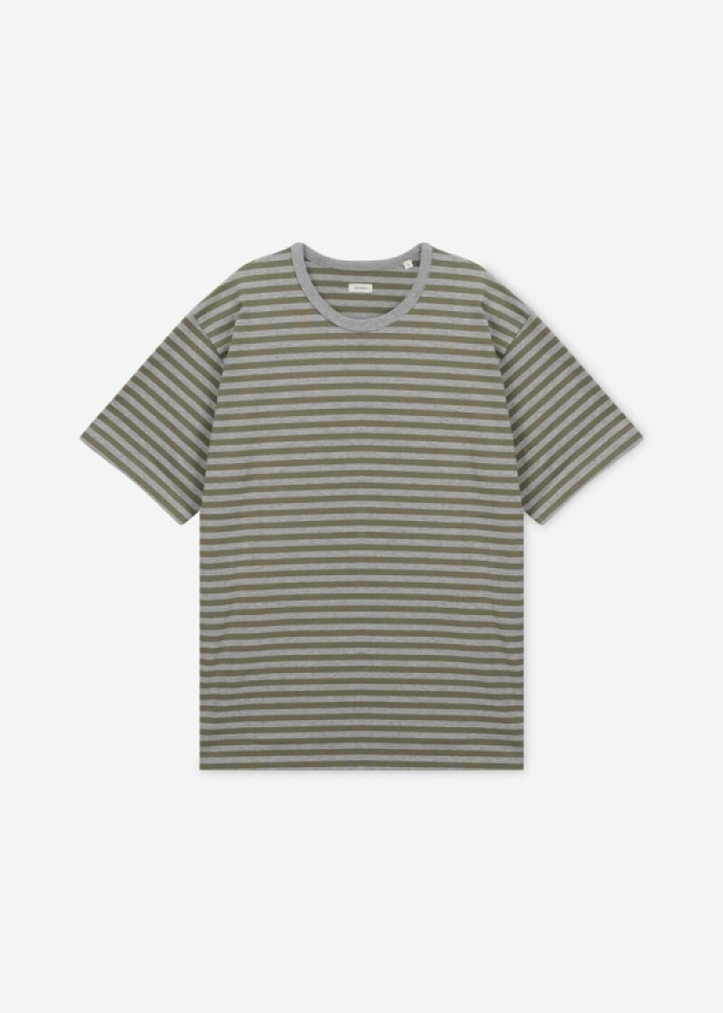 나나미카 남성 스트라이프 올리브/그레이 반팔티 S25SH120E OLIVEXGRAY