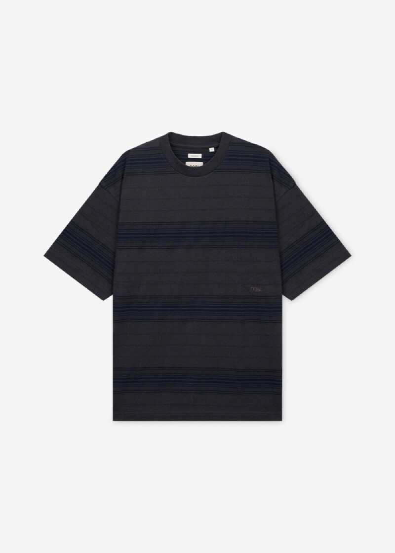 나나미카 남성 스트라이프 차콜 반팔티 S26ST037E CHARCOAL