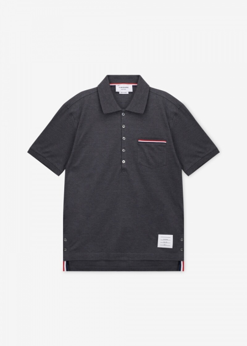 톰브라운 남성 삼선탭 다크 그레이 카라티 MJP022A 01455 025