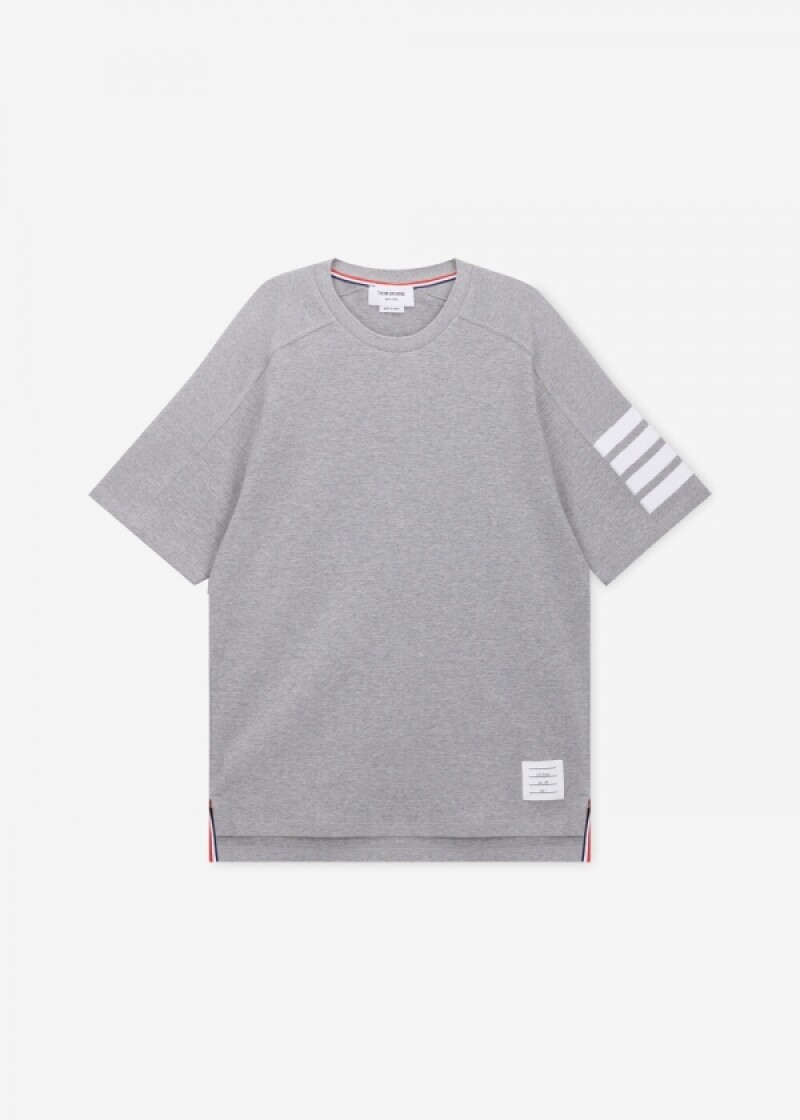 톰브라운 남성 사선 완장 라이트 그레이 반팔티 MJS246A 07323 055